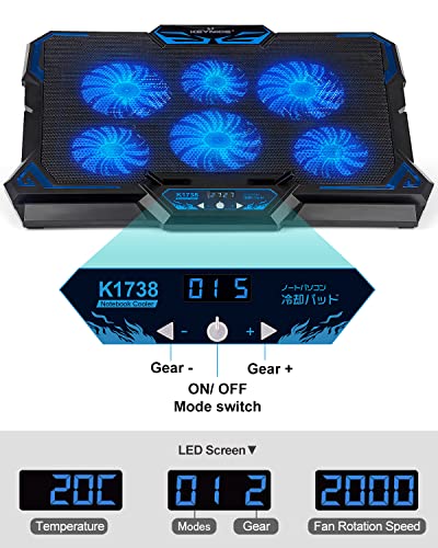Gaming-Laptop-Cooling-Pad-2022-KEYNICE-Notebook-Cooler-with-6-LED-Quiet-Fan-for-12-17-Inch-Laptops-2-USB-Ports-5-Wind-Speeds-USB-Powered-Laptop-Cooler-Laptop-Fan-Stand-with-LCD-Screen