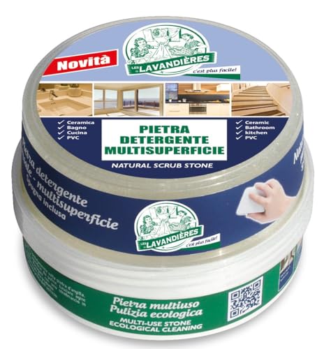 les lavandieres - Piedra limpiadora multisuperficie multiusos para cerámica, baño, cocina, PVC, acero cromado, con esponja de regalo