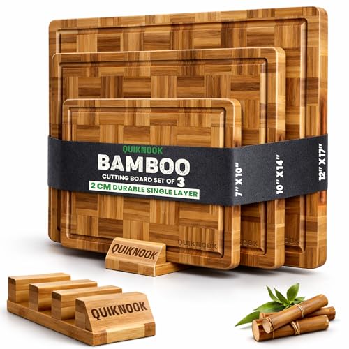 Juego de 3 tablas para cortar de bambú con soporte miniatura 1
