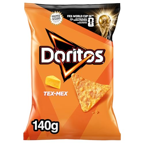Doritos Tex Mex, Nachos con sabor a queso, Producto de Aperitivo, bolsa individual, 140gr