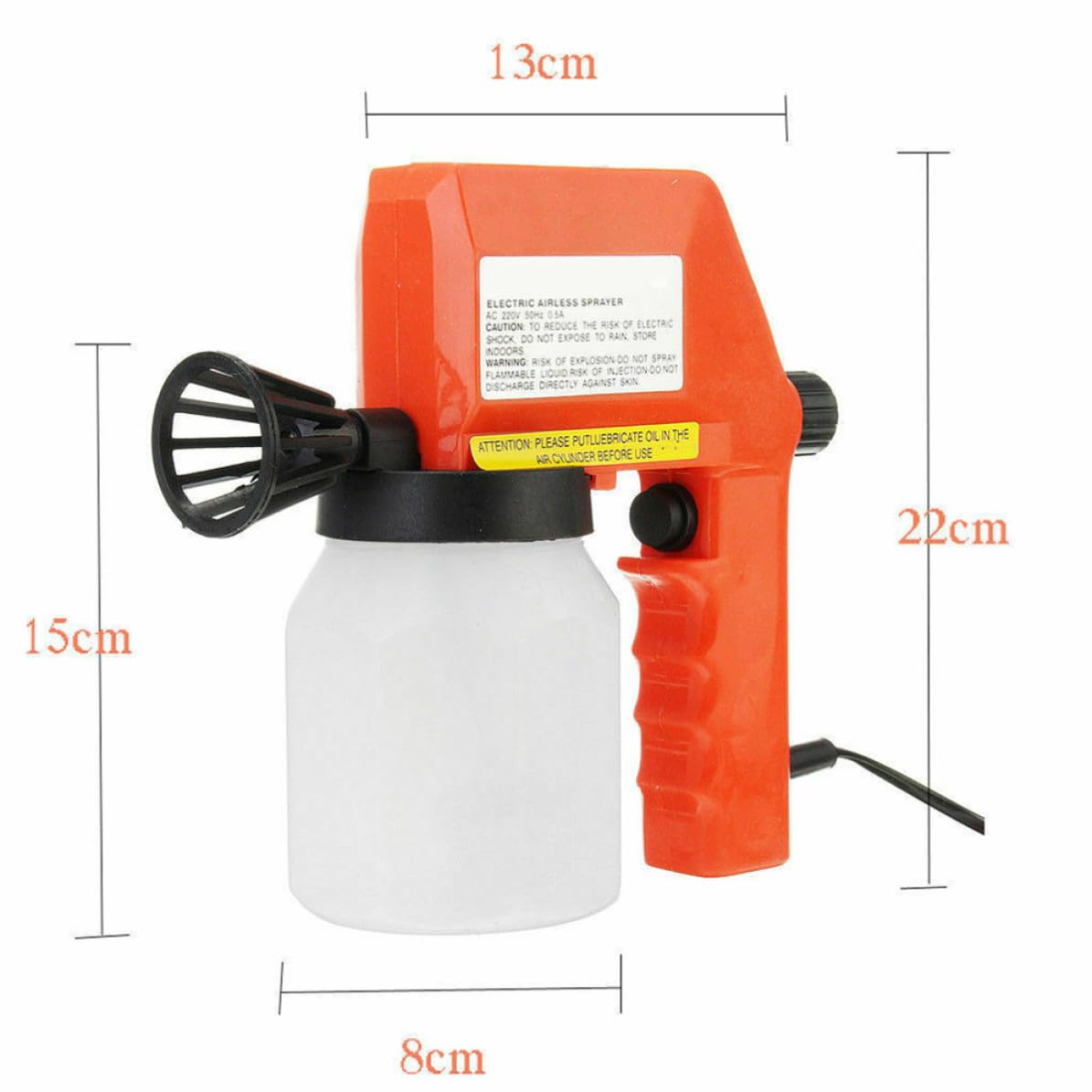 HEMOTON Pistola de Pintura Eléctrica Naranja con Aplicación Rápida y Suave, Pulverizador Eléctrico de Plástico para Pintar y Rociar Alcohol en Bricolaje