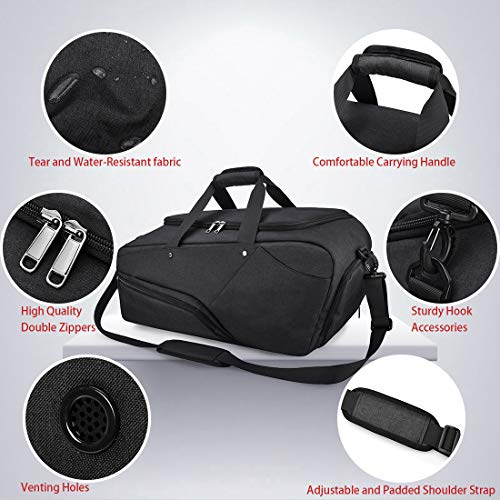 Gym Bag Sports Duffle Bag with Shoes Compartment Waterproof Large Travel Duffel Bags Weekender Overnight Bag for Men Women 45L Black
