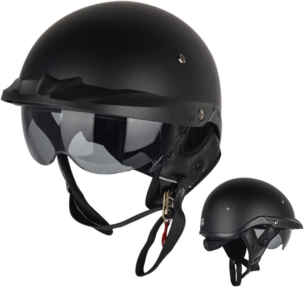 Halbhelme Motorradhelm, Halbschalenhelm Mit ECE Genehmigt Brain-Cap Halbschale Roller-Helm mit Visier Scooter-Helm Chopper Helm Moped Helm Retro für Erwachsene Herren Damen (Color : 4, Size : 65~66C