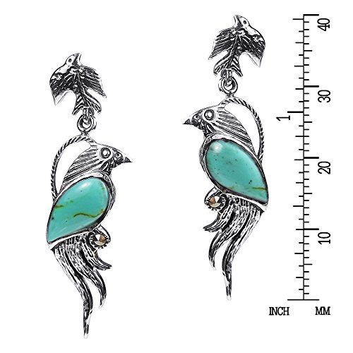 AeraVida Mythical Phoenix Bird Simulated Turquoise Wing .925 Sterling Silver Stud Earrings, Earrings for Women, Sterling Silver Stud Earrings, Earrings Jewelry Gifts - Image 5