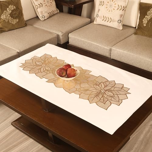 Image of Homerz Premium Table Runner, PVC, Size- 92x34 cm | Waterproof, Heat Resistant, Non-Slip, Easy to Clean Soft Table Runner for Coffee Table, Dining Table and Centre Table. (Flower)