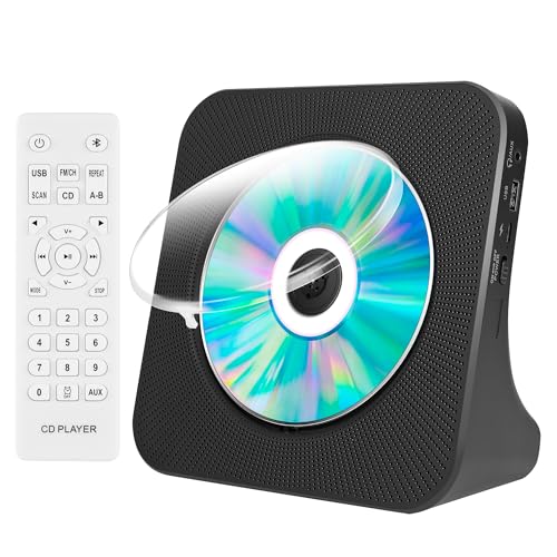 MINI CD Players for home Bluetooth Music Player with Dual hifi speakers Portable CD Player with FM Radio AUX Jack USB Port Sleep Timer Remote Control Dust Cover