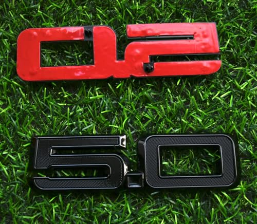 Image of Pair Set 5.0 Emblem Door Side 3D Badge Compatible with 2024-2025 Mustang GT Dark Horse PR3Z-16228-D (5.0-Black)