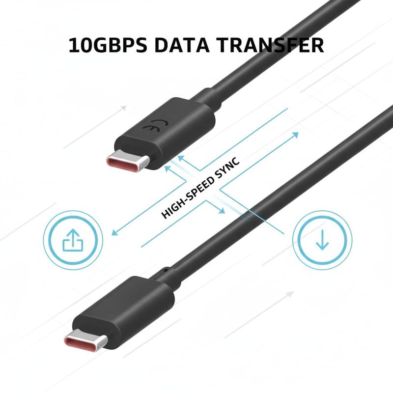 Image of YISHU 68W USB Type C To Type C Data Cable | PD Quick Charge Support | Compatible for Motorola Edge Ultra Fusion Pro Neo Razr G06 G05 G85 G64 G54 & More | Black | Original Fast Charging