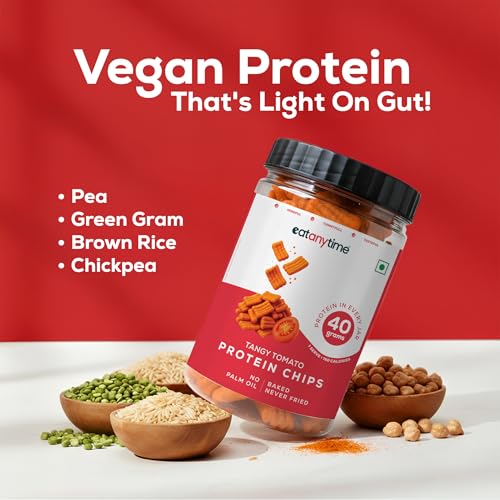 Image of Eat Anytime - Multigrain Protein Chips, Tangy Tomato | 40 g protein per pack | Baked, Not Fried | No Palm Oil | High Protein, Low Calories (under 160) | 150 g