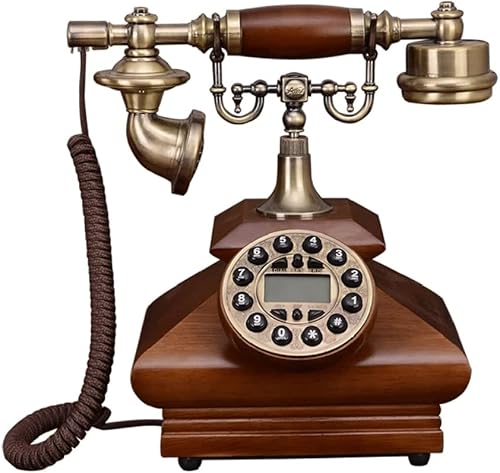 HNKDD Antique Retro Telephone Solid Wood Landline Decoration, Button Dial with Caller ID, Backlit Handsfree Calling (Color with Backlit HF)