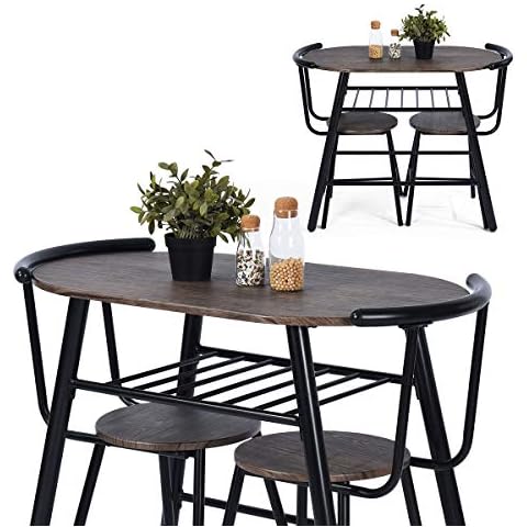 FitAtHome Table and Chair Sets, Engineered Wood, Brown, L Cover