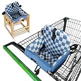 JoSeat Shopping Cart Seat Cover for Baby, High Chair & Grocery Seat Protector, Padded Chair Covers for Restaurant Seats, Unisex Machine Washable Grocery Cart Liner & Swing Insert – Blue Checkered