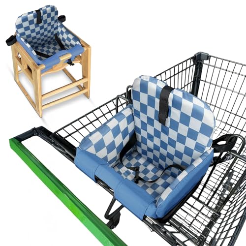 JoSeat Shopping Cart Seat Cover for Baby, High Chair & Grocery Seat Protector, Padded Chair Covers for Restaurant Seats, Unisex Machine Washable Grocery Cart Liner & Swing Insert – Blue Checkered