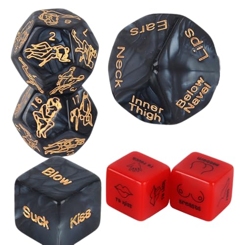 Date Night Sex Game Dice 6 PCS Position Decision Dice for Romantic Ideas Naughty Valentines Day Gifts for Boyfriend Girlfriend Husband or Wife Funny Acrylic Sex Dice (Black 4PCS & Red 2 PCS)