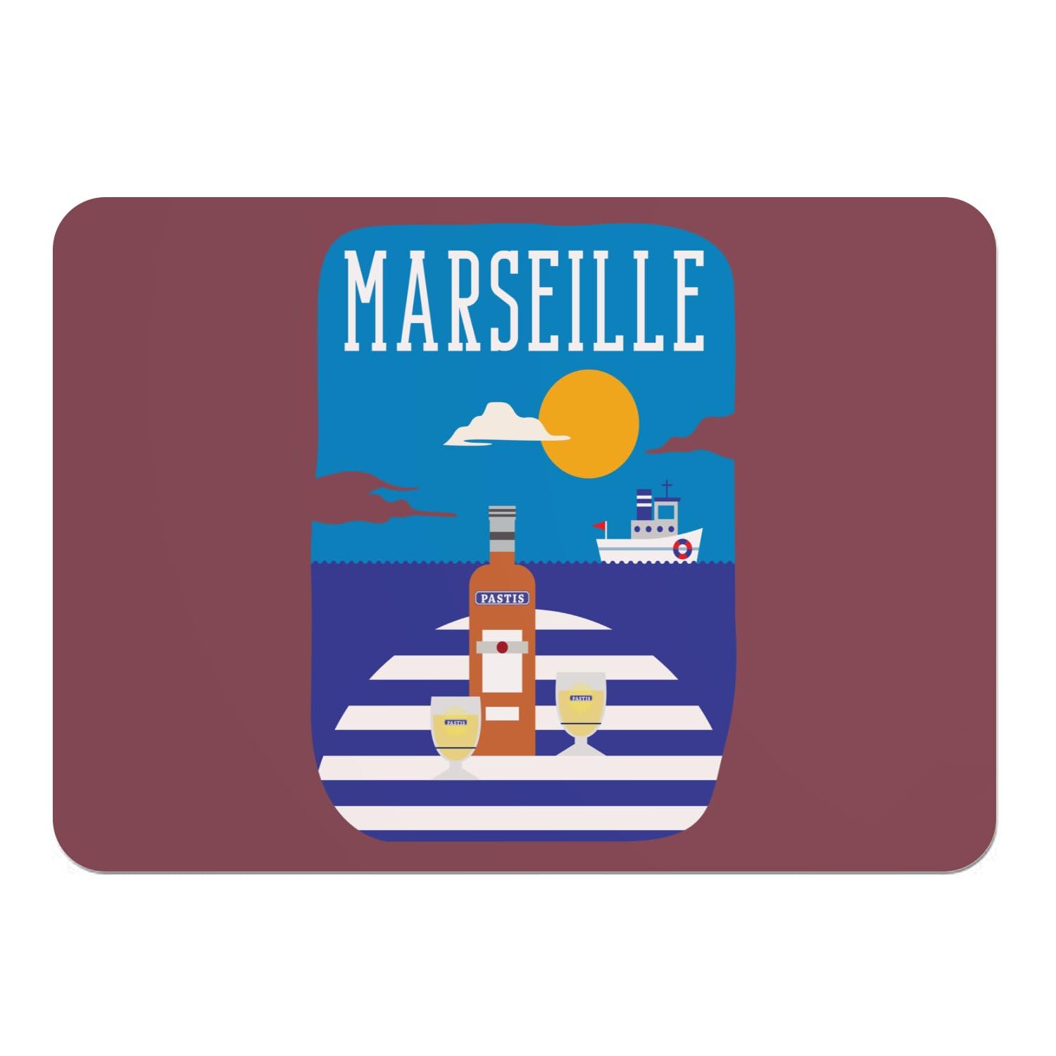 Sets de table Marseille en liège napperons rouge grand format x4 pour table de cuisine
