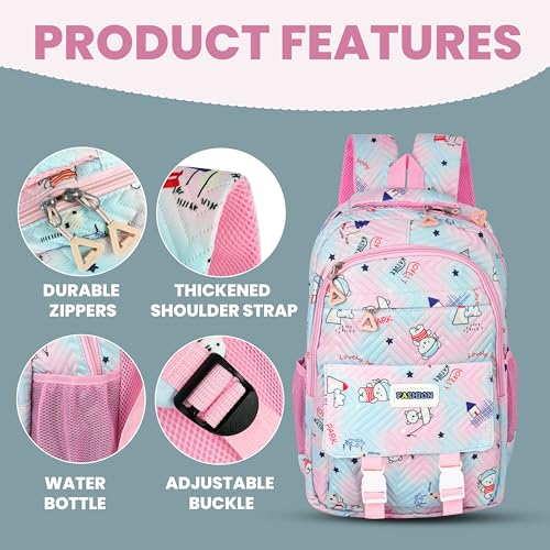 Image of Storite 3 in 1 School Bag Set for Kids Girls 15L | Backpack with Lunch & Pencil Pouch |Stylish Water-Resistance Lightweight Durable for Travel | Birthday Gift (Purple Blue - 33x14x43 Cm)