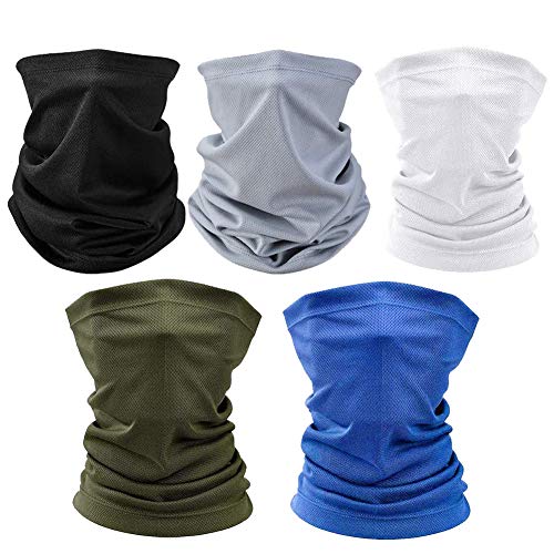 Halstuch,Gesichtsabdeckung,Schal,Sommer-Gesichtsabdeckung, UV-Schutz,Halstuch,Kühlendes Bandana,Kopfbedeckung,ideal zum Angeln,Wandern,Laufen,Radfahren(Schwarz & Grau & Weiß & Blau & Armeegrün) Cover