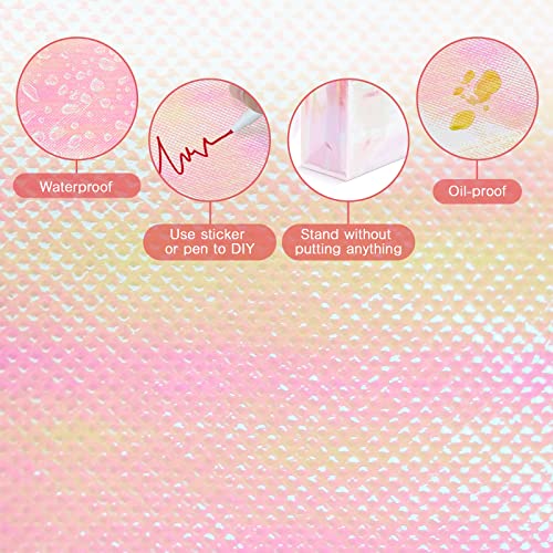 LadyRosian 12 Pcs Reusable Glossy Gift Bag, Non-woven Tote Grocery Bag with Handle, Foldable Party Favor Gift Bags - Image 6