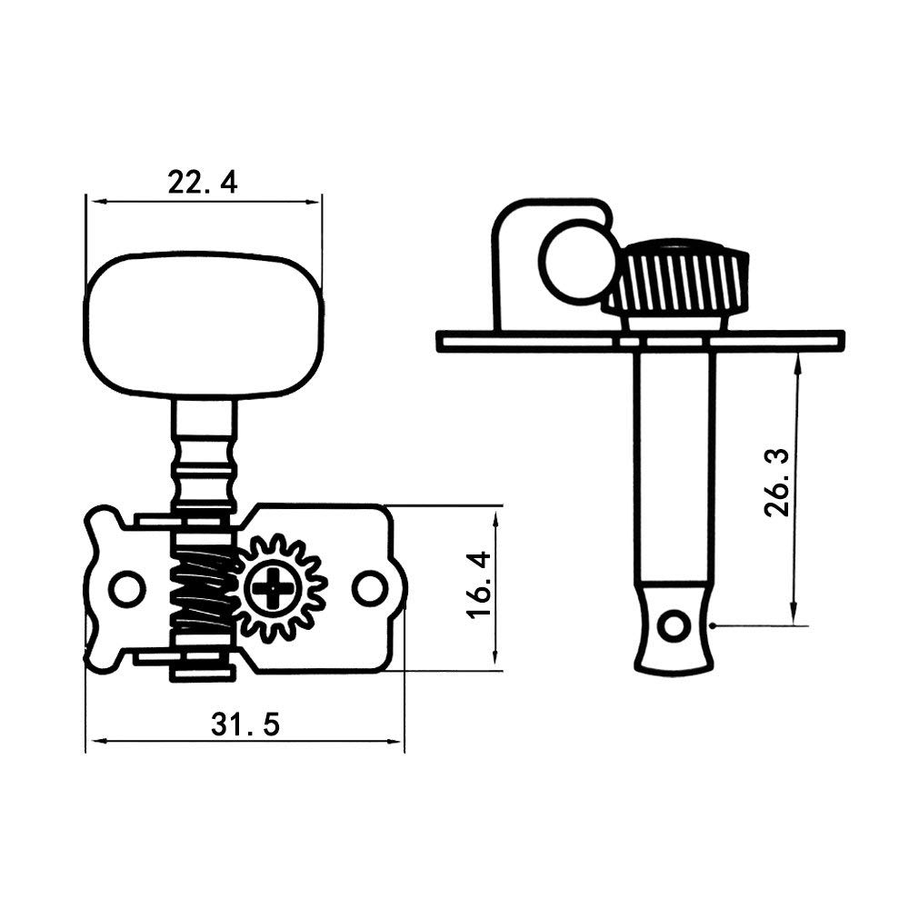 Mécaniques ouvertes individuelles pour guitare Yibuy Chrome 3R3L avec boutons blanc crème