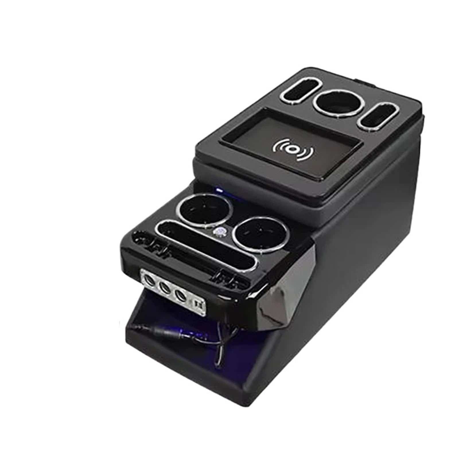 AWGNTQQ Car Armrests For Toyota For Proace Verso Front Handrail General Business Armrest Center Box Storage Apartment USB Charger MPV Storage(Style D-black)