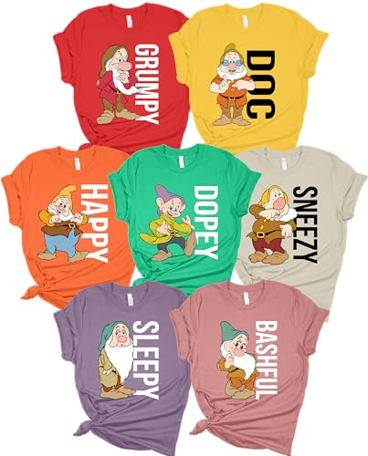 Seven Dwarfs Shirts Matching Halloween Group 7 Dwarfs Shirts Halloween Costume Shirts for Kids Women and Adults Family Matching Tshirts