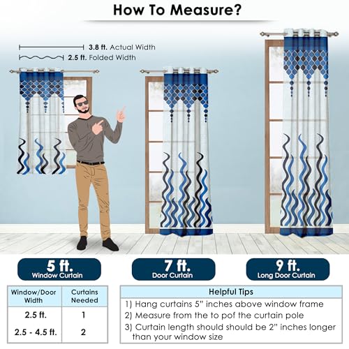 Buy MollisHomes Door Curtains 9 Feet Set of 2, Abstract Sky Blue & Blue | Polyester abstract long door curtains suitable for living room, bedroom and hall home decor. Online at Low Prices in India - Amazon.in - Image 3