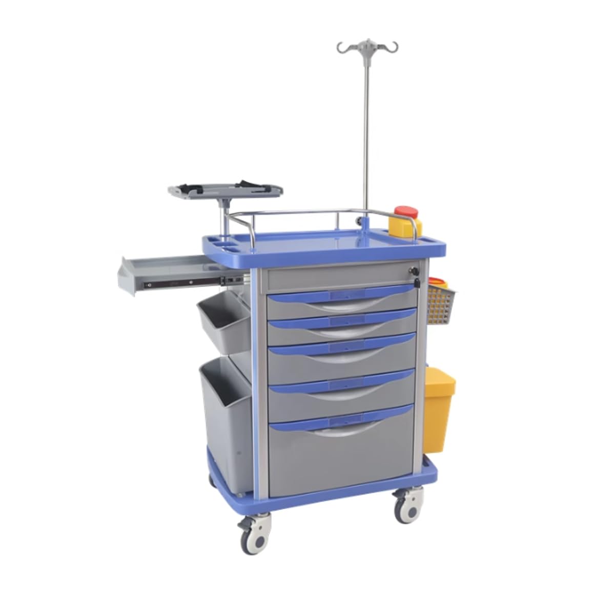 Carrello per contenitori per farmaci in ABS, Carrello per incidenti Medici Carrello per incidenti di Emergenza Lite Carrello per Forniture mediche per ospedali e cliniche,F