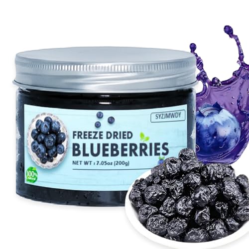 Premium Freeze-Dried Blueberries Canned Instant Dehydrated Fruit Gluten-Free No Sugar Added Whole Fruit For Baking Snacking Backpacking And Camping Meals200g/7.05oz