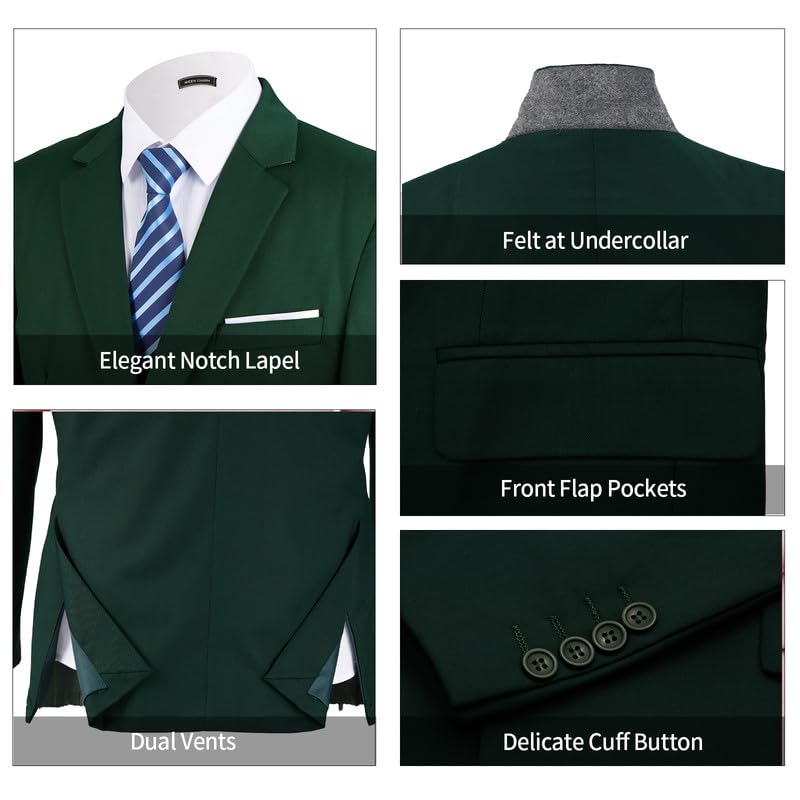 Image of WEEN CHARM Men's 3-Piece Slim Fit Suit Set-2-Button Blazer,Vest & Pants-Formal Wedding,Prom,Party & Business Tuxedo