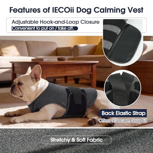 IECOii Adjustable Dog Calming Shirt,Anxiety Vest for Small Dogs Calm Suit for Dogs Soft Dog Anxiety Relief Jacket Lightweight Dog Coats for Stress Relief Thunderstorm Vet Visits(DarkGray,S) - Image 6