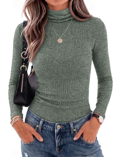 Ekouaer Turtleneck Tops for Women Long Sleeve Undershirt Ribbed Turtle Neck - image 1