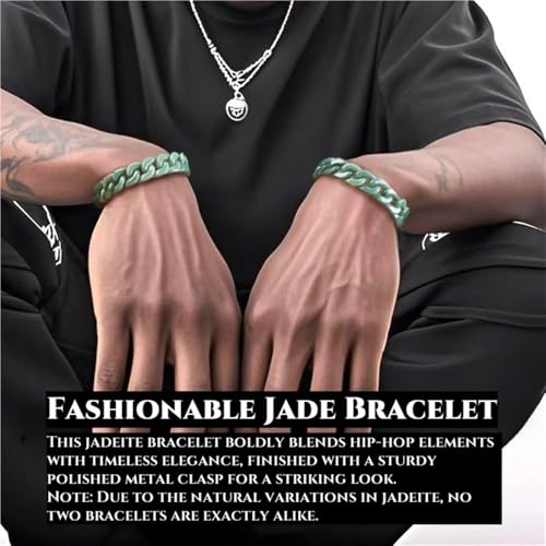 Premium Natural Jade Bracelets with Box for Couples | Unisex Jewelry Jade Bangle Bracelet for Protection Healing Good Luck for Women & Men's Birthday Anniversary Wedding(Blue,6.3'')4