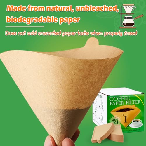 Image of BYKITCHEN 400 Count #1 Small Cone Coffee Filters, Unbleached, 1-2 Cup