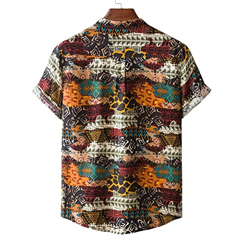 GO2NAATI Heren Shirt Stand-up Kraag Zomer Korte Mouwen Shirt Mens Grote Yards Shirt Stand-up Kraag Shirt Linnen Shirt Stand-up Kraag Tops - Afbeelding 3
