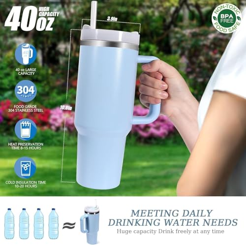 Image of Decorcrafts 1.2 Litre Tumbler with Handle Straw & Lid | Insulated Reusable Stainless Steel Water Bottle | Leak Proof Mug for Office, Gym, Travelling (Blue)