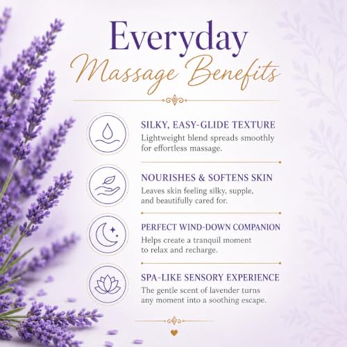 Image of AROMATICO Lavender Massage Oil 1 Litre | Professional Spa & Salon Bulk Refill Pack 1000ml