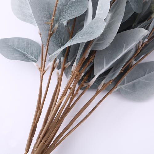 Image of TIED RIBBONS Pack of 6 Artificial Eucalyptus Flowers Bunches for Vase Pot Home Decoration (Green) for Home Decor Living Room Side Table Centerpiece (Vase not Included)