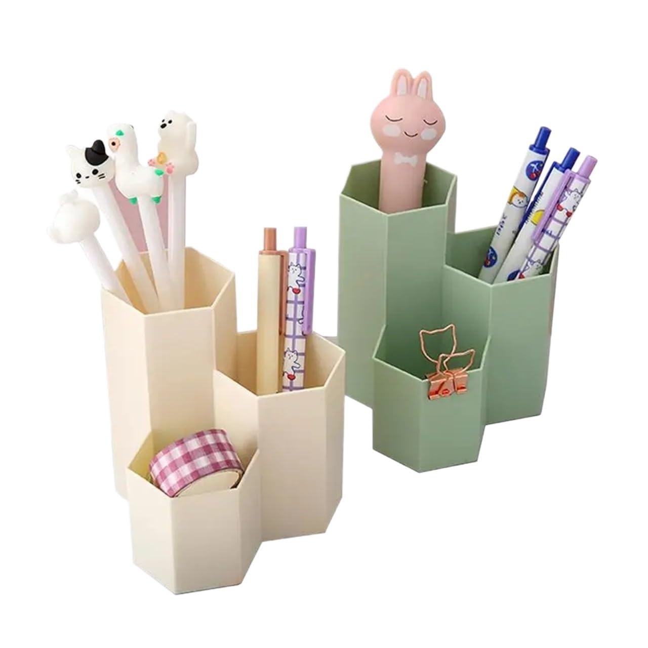 Ropicean 3 Compartment Desk Pen Holder - Stylish Pencil Organizer for School & Office