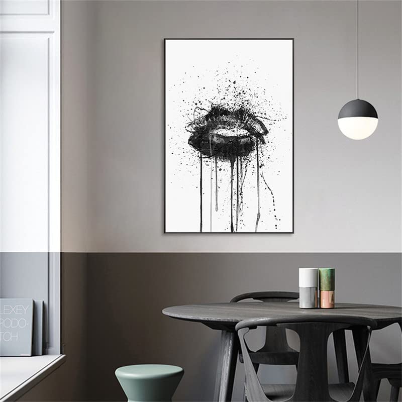 Amazon.co.jp: 唇 アートパネル 1枚セット 飾り絵 白黒 抽象画