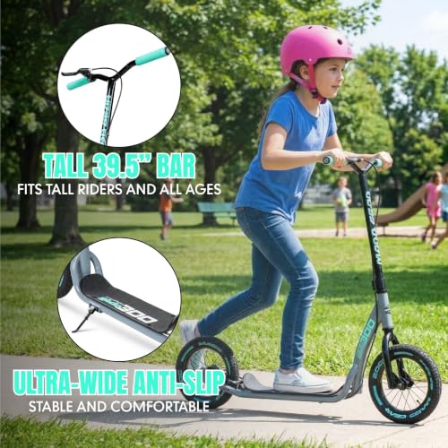 Image of Madd Gear Large Kick Scooter for Adults, Teens & Kids 8-12 with Kickstand - 12 inch Air-Filled Tires, Wide Deck, Lightweight Steel Frame - Metro Urban Glide 300