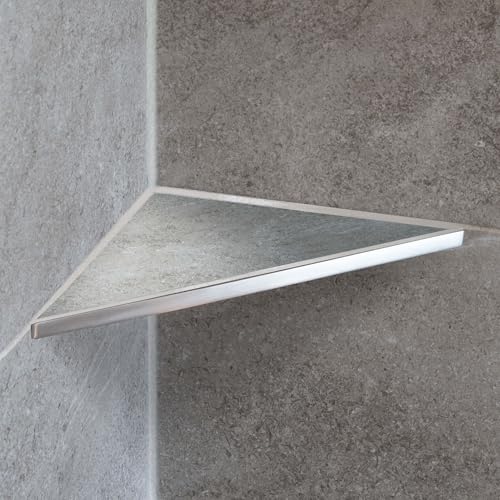 Dalsys Befliesbare Duschablage ohne Bohren 205mm x 205mm Silber Duschregal Ecke nachträglich einbaubar, Edelstahl korrosionsbeständig