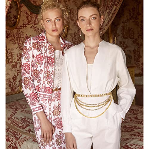 Suyi Multilayer Chain Belt Rhinestone Metal Chain Belts for Women Punk Gold Waist Chain2