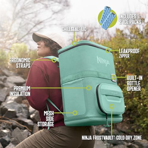 Image of Ninja FrostVault Go Can Soft Cooler, 24 /36 Can, Leak Proof, Built-In Cup Holder, 2 Ice Packs & Dry Storage Drawer, Polyester Insulation, Hiking, Camping, Picnic