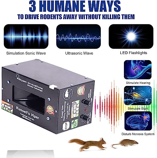 Image of Shyam Innovations Ultrasonic Rat & Rodent Pest Repellent with a Wide Range to Repel Rats & Rodents Easy to Use for Office, Storeroom & Parking Area and Warehouse (3500 Sq. Feet)