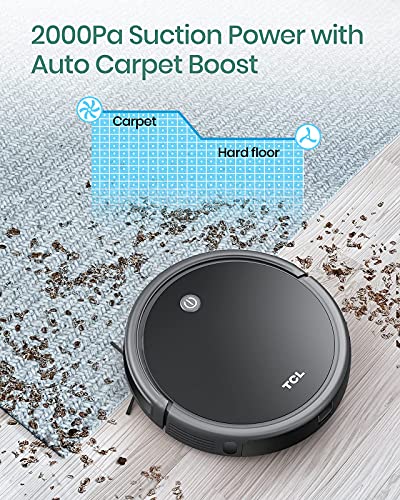 Image of TCL Sweeva 2000 Robot Vacuum Cleaner Ultra Slim 2.76inch, 2000Pa Suction for Pet Hair, Hard Floor & Medium-Pile Carpets, 150mins Runtime, Washable Filter, WiFi & Alexa /Google Enabled