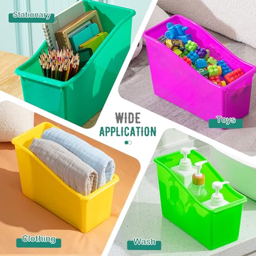 Image of Geetery Plastic Book Bins for Classroom, 12 Pcs, Bright Color