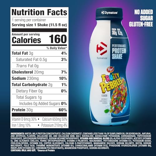 Image of Bundle of Dymatize Performance Protein Shake, Fruity Pebbles (12 pack) + ISO100 Whey Protein Powder Isolate, Fruity Pebbles (20 Servings)
