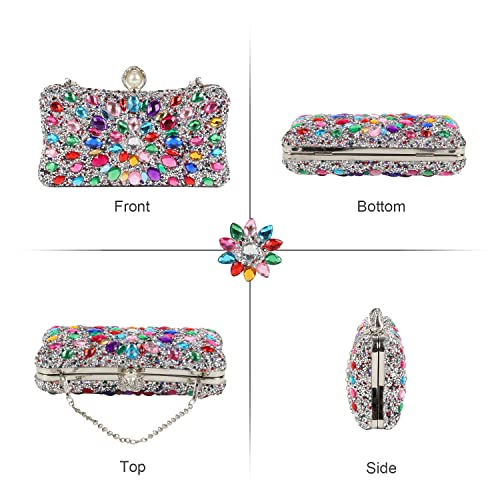 SUKUTU Women Rhinestone Evening Bag MultiColored Dazzling Crystal Clutch Bag Party Bridal Wedding Cocktail Handbag2