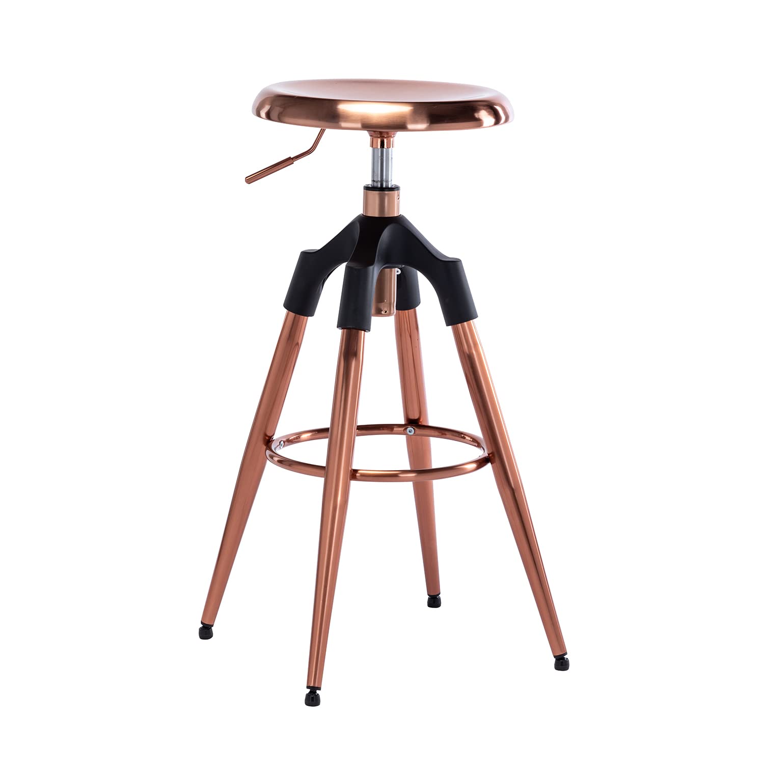 MFD LIVING Adjustable Backless Swivel Bar Stools,Counter Height Round Metal Bar Chair, Kitchen Dining Chairs,Rose Gold