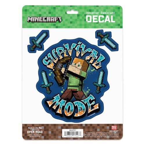 Image of Minecraft Survival Mode Adhesive Vinyl Decal Pack | Gamer Minecraft Stickers for Water Bottle or Laptop, 1 pack (3 count)